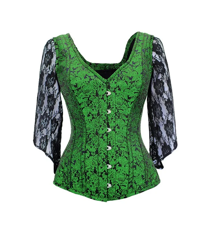 Green Black  Broade Overbust Corset