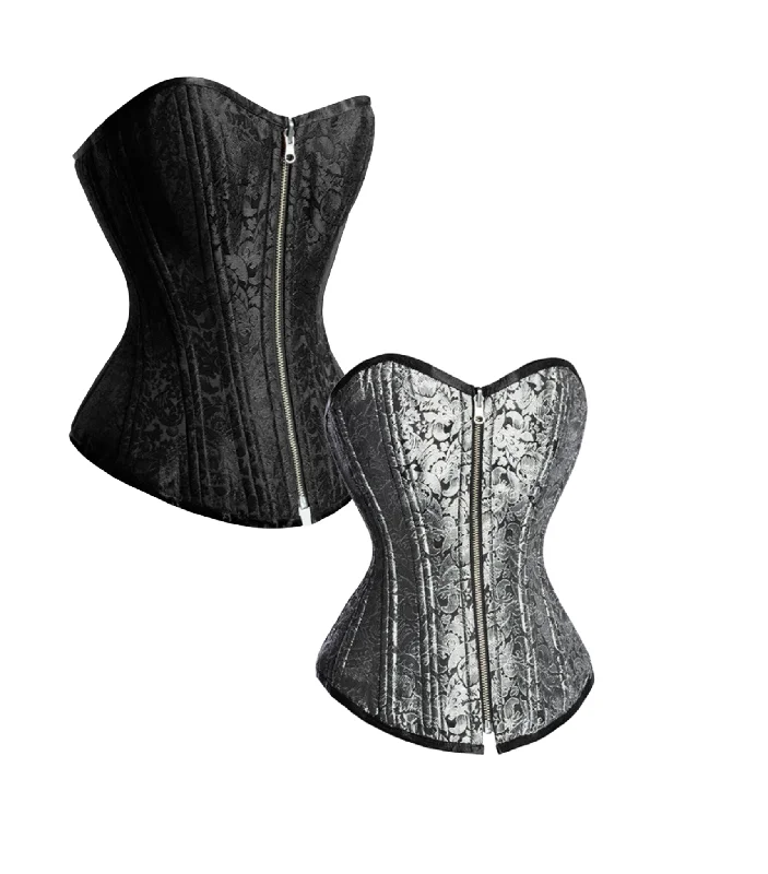 Black/ Silver Reversible Overbust Waist Training Corset