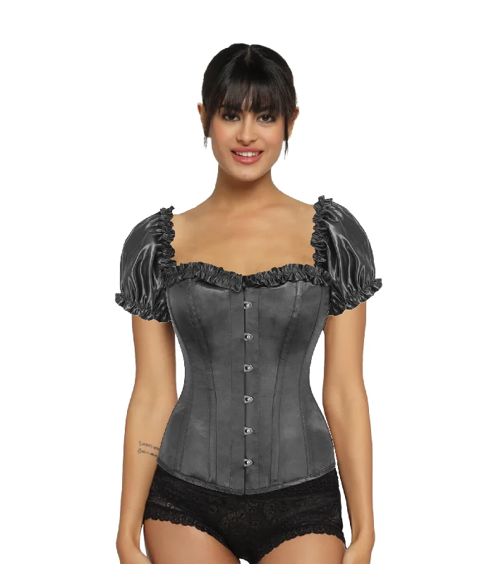 Black  Satin Overbust Corset