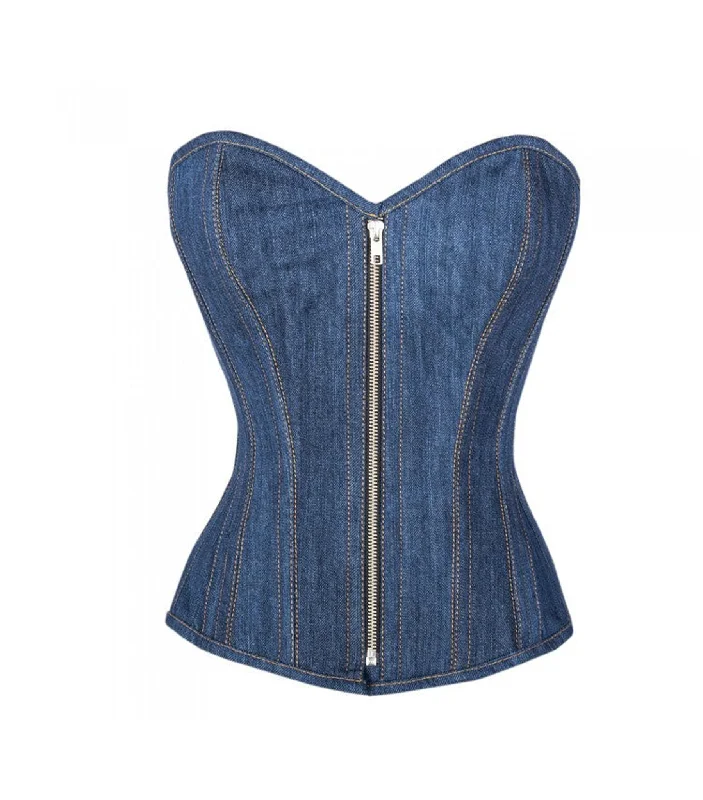 Blue Denim waist reducing  overbust Corsets