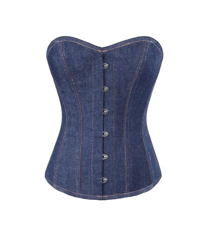 Blue Denim waist reducing  overbust Corsets