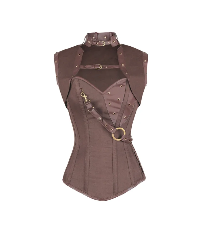 Brown Cotton Overbust Corset