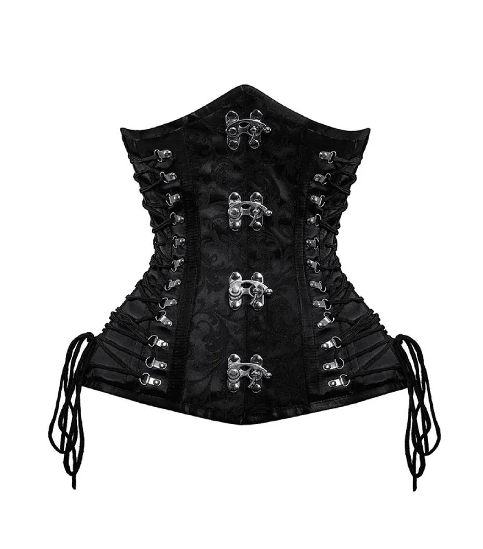 Black  Brocade Waist Reducing Underbust Corset