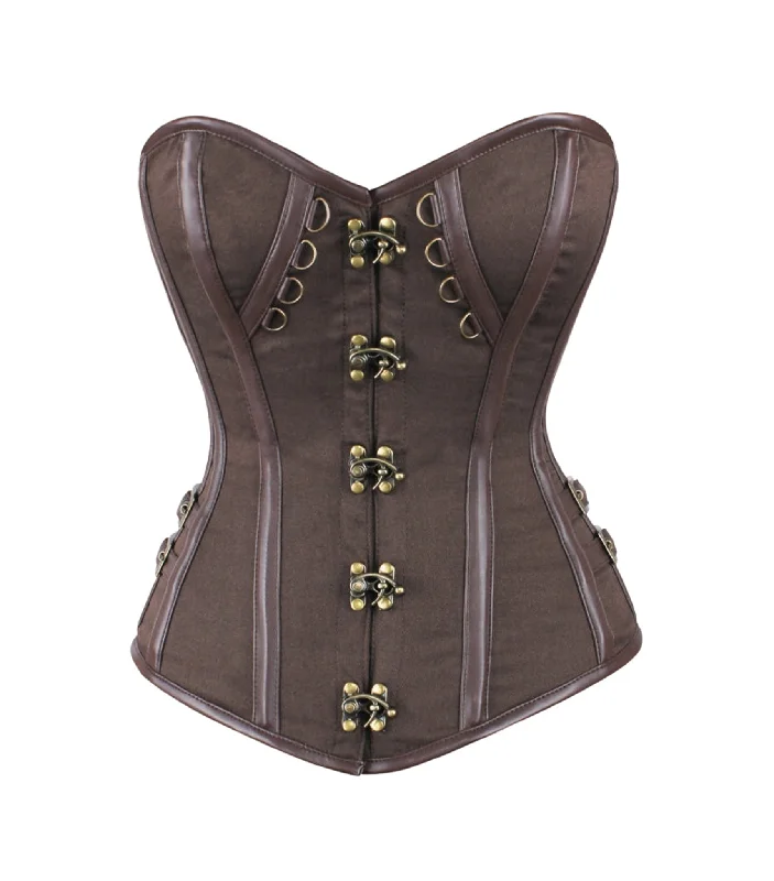 Brown Cotton Overbust Corset