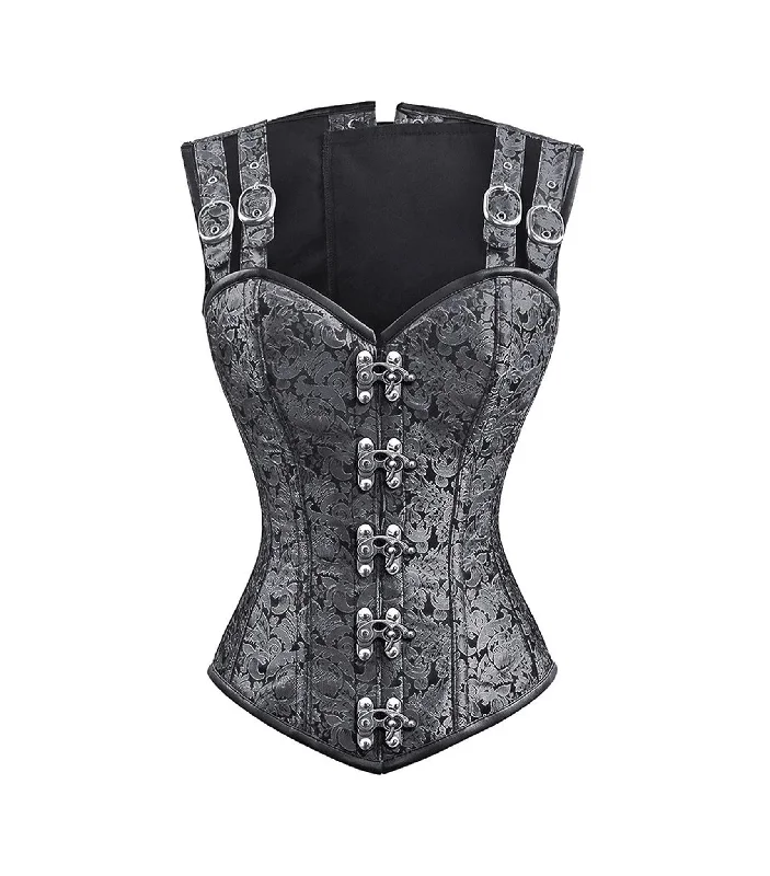 Silver Brocade Waist Reducing  Overbust Corsets