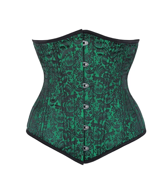 Green/Black Brocade Authentic Steel Boned Waist Training Underbust Corset