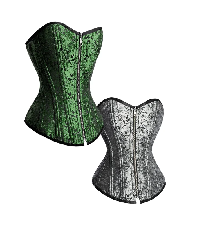 Green/ Silver Reversible Overbust Waist Training Corset