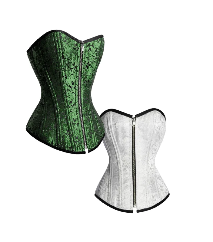 Green /White Reversible Overbust Waist Training Corset