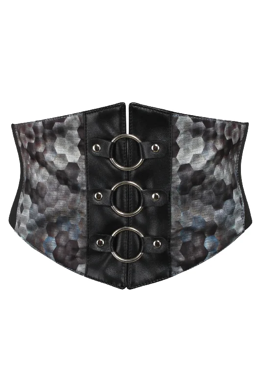 Grey Snakeskin Print Satin Corset Belt