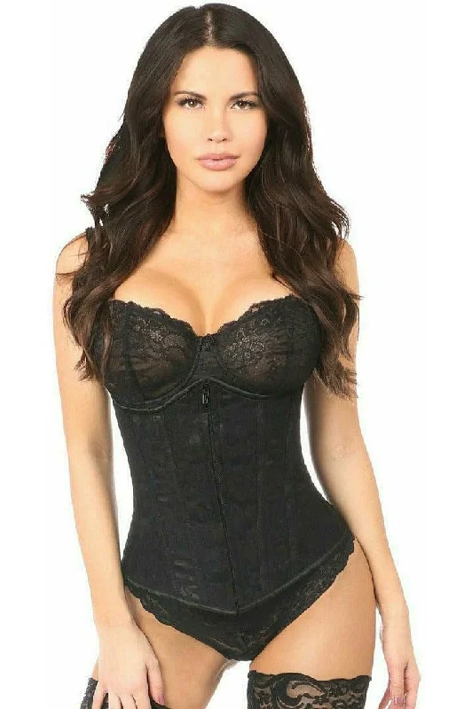 Lavish Black Underbust Corset w/Black Lace Overlay