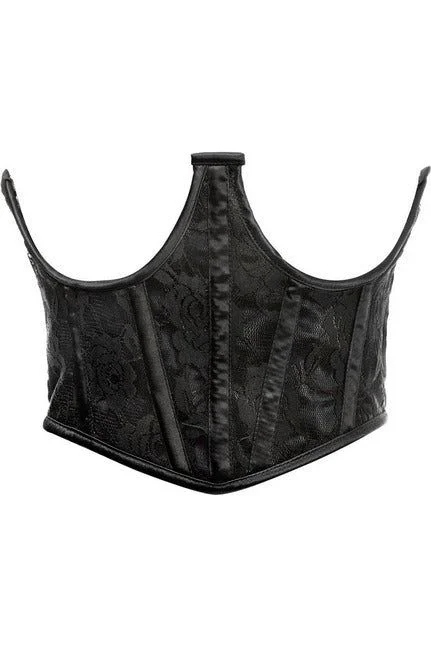 Lavish Black w/Black Lace Overlay Open Cup Waist Cincher