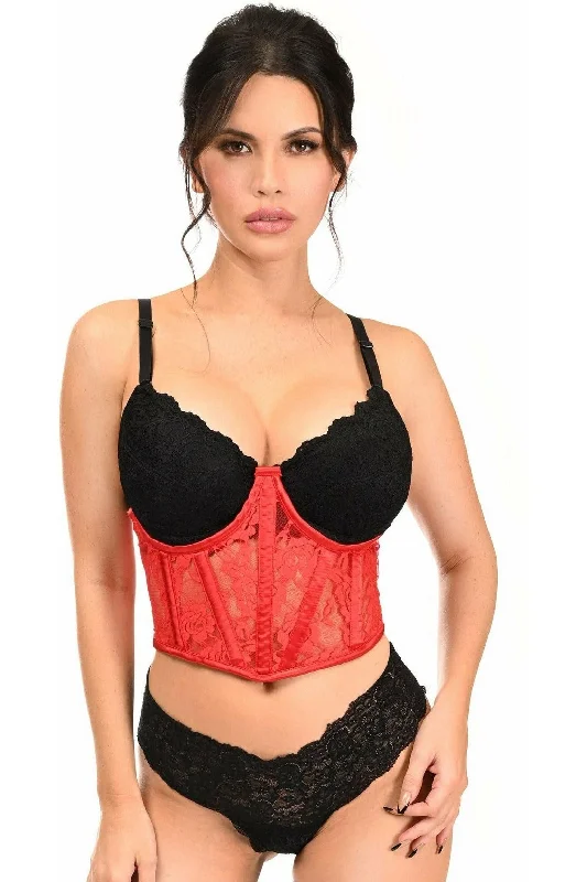 Lavish Red Sheer Lace Underwire Waist Cincher Corset