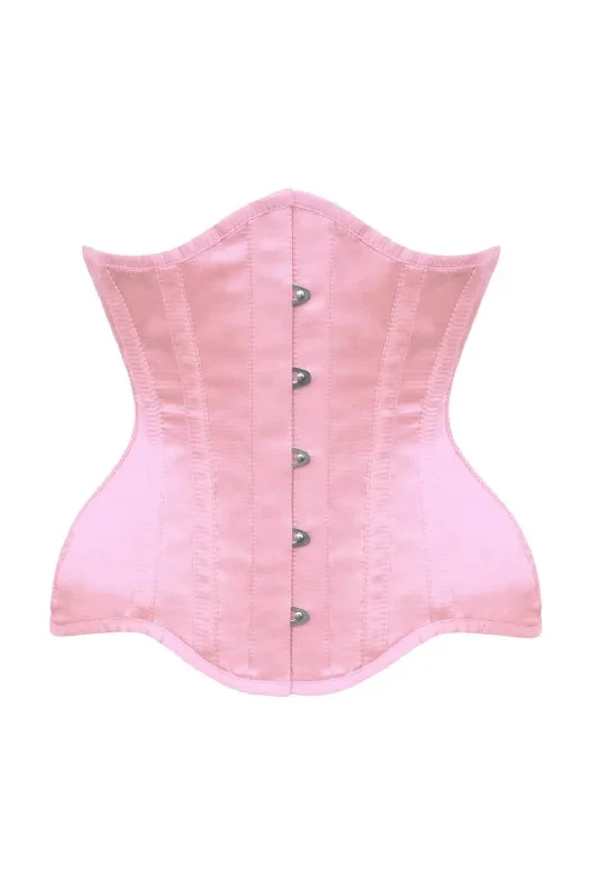 Pink Satin Authentic Steel Boned Underbust  Corset