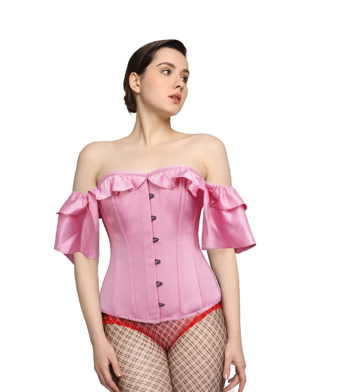 Pink Satin Overbust Corset