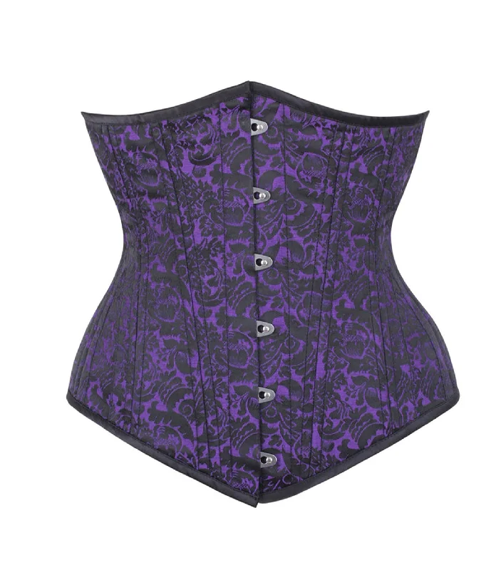 Purple/Black Brocade Authentic Steel Boned Waist Training Underbust Corset