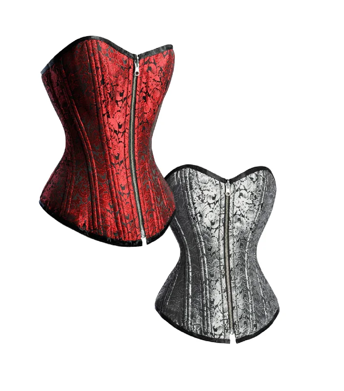 Red/ Silver Reversible Overbust Waist Training Corset