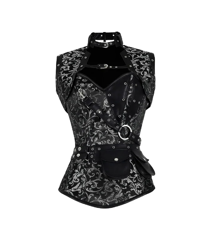 Silver Brocade Overbust Corset