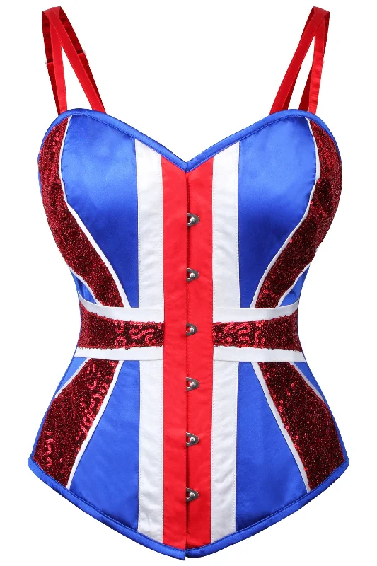 Union Jack Overbust Corset With Glitter Panels