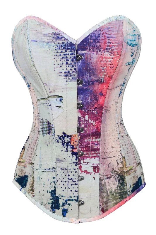 Vibrant Purple and Cream Snakeprint Longline Overbust Corset