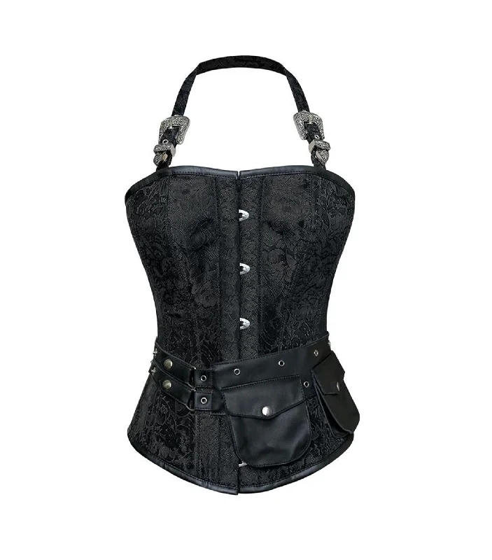 Black brocade waist reducing  overbust Corsets