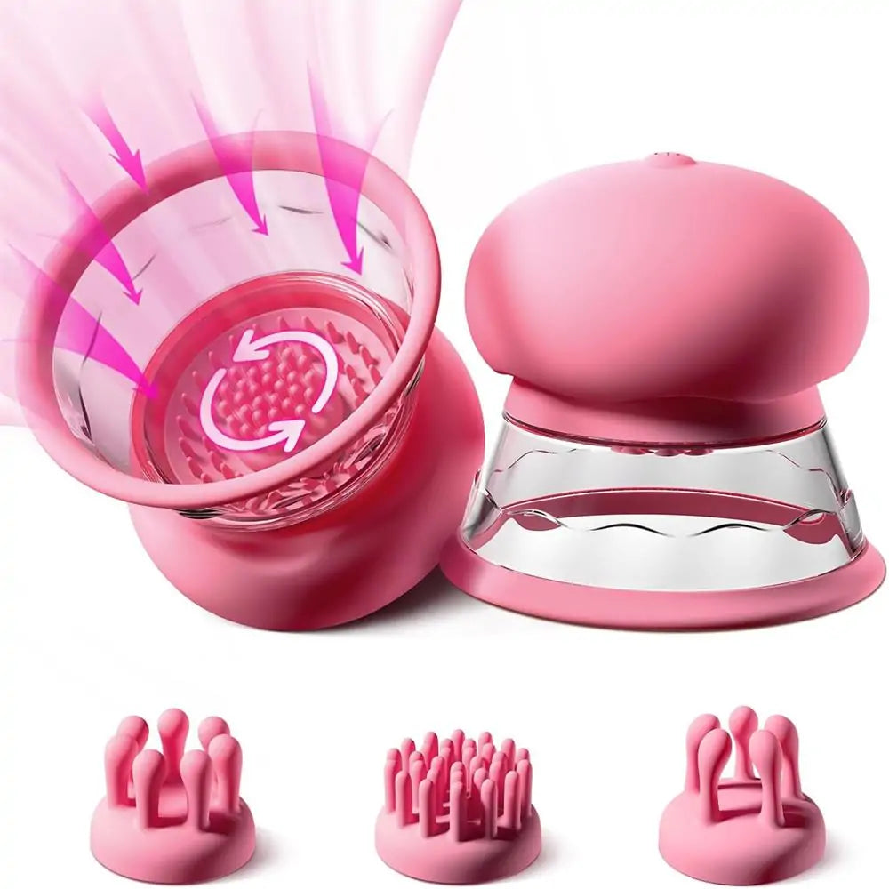 3 Brush Heads Nipple Teasers Manual Sucking with 10 Powerful Rotation Modes