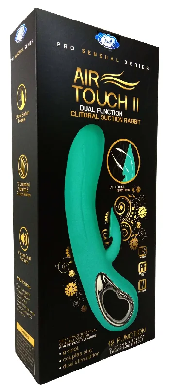 Dual Function Clitoral Suction Vibrator Teal - Air Touch II with Ergonomic Handle