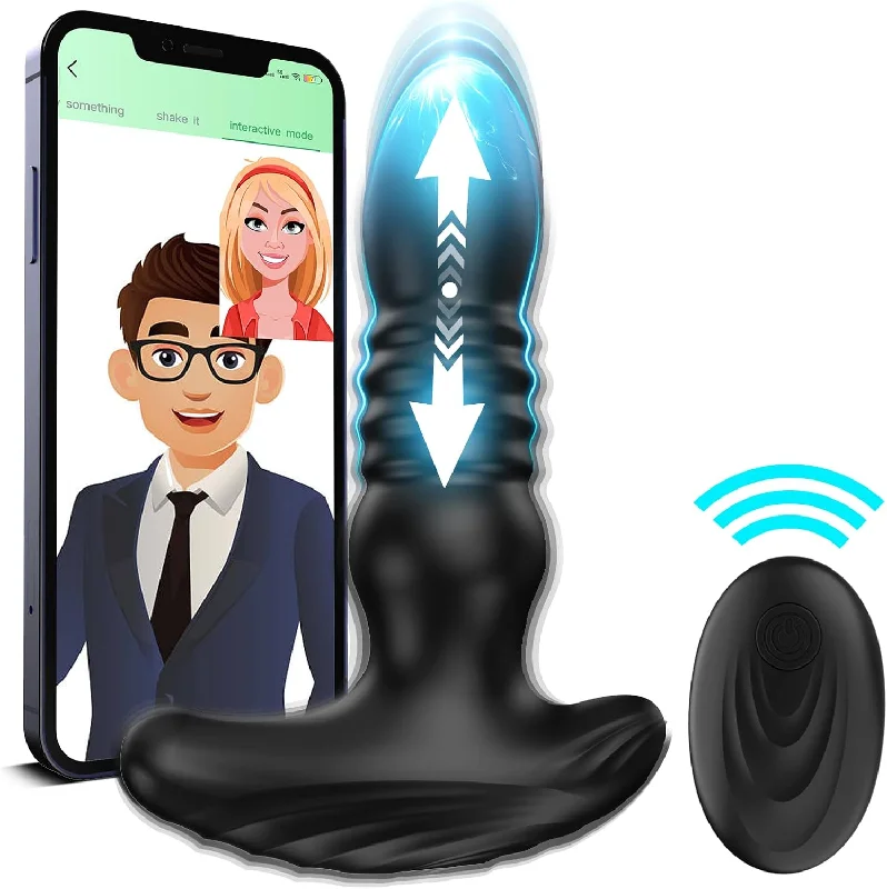 App Control Anal Plug Vibrator with 9 Thrusting & Vibrating Modes