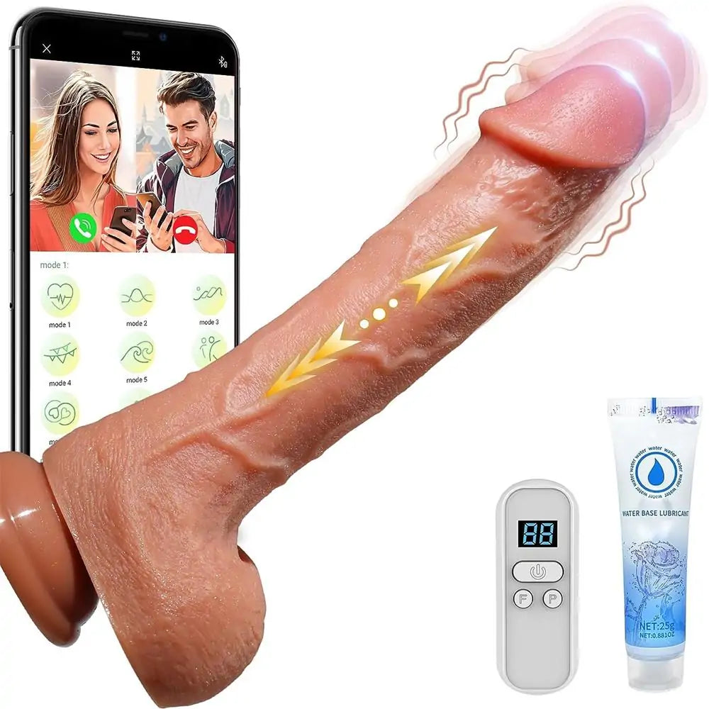 APP Remote Control Realistic 9 High-frequency Thrusting Modes Silicone Dildo 8.5"