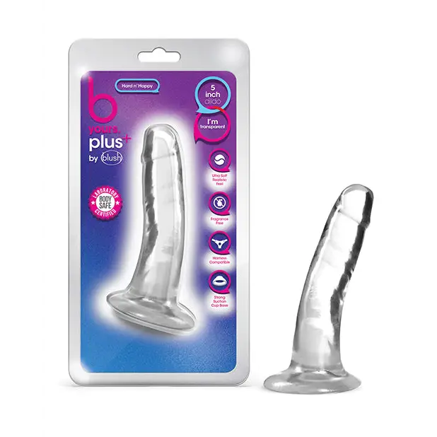 Blush B Yours Plus Hard n' Happy 5 in. Dildo with Suction Cup Clear