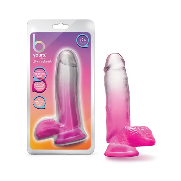 Blush B Yours Sugar Magnolia 7 in. Dildo with Balls & Suction Cup Fuchsia