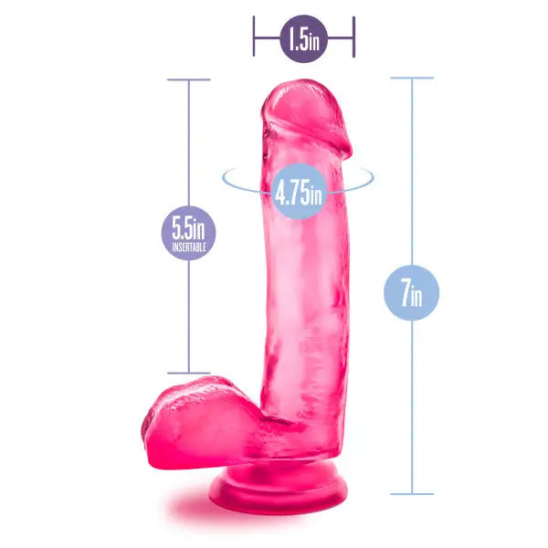 Blush B Yours Sweet 'n Hard 1 Realistic 7 in. Dildo with Balls & Suction Cup Pink