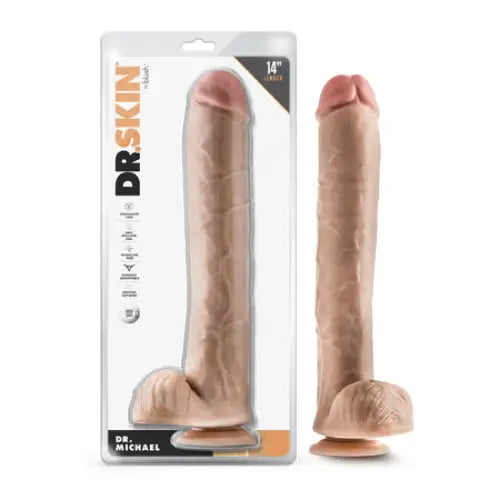 Blush Dr. Skin Dr. Michael 14 in. Dildo with Balls Beige