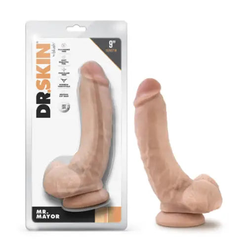 Blush Dr. Skin Mr. Mayor 9 in. Dildo with Balls Beige