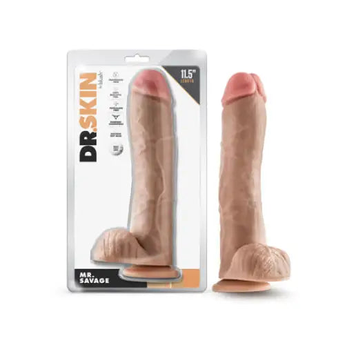 Blush Dr. Skin Mr. Savage 11.5 in. Dildo with Balls Beige