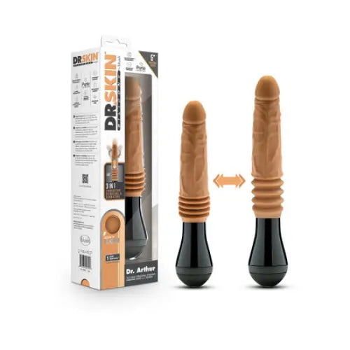 Blush Dr. Skin Silicone Dr. Knight Thrusting Gyrating Vibrating Dildo Beige