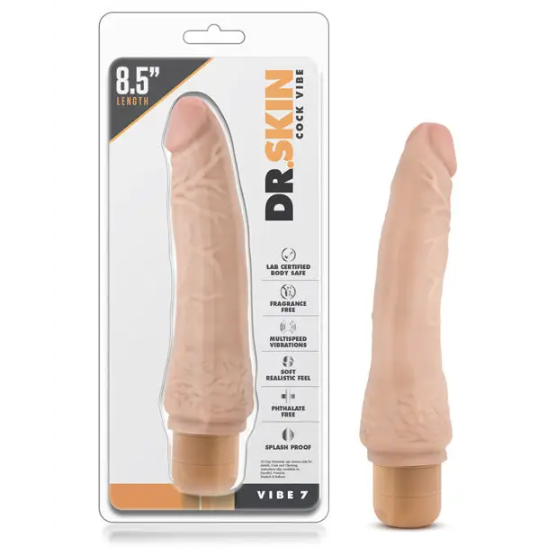 Blush Dr. Skin Vibe 7 Realistic 8.5 in. Vibrating Dildo Beige