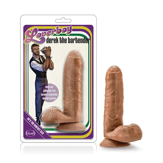 Blush Loverboy Derek The Bartender Realistic 7 in. Dildo with Balls & Suction Cup Tan