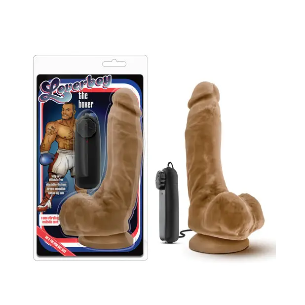 Blush Loverboy The Boxer Remote-controlled 9 in. Vibrating Dildo with Balls & Suction Cup Tan