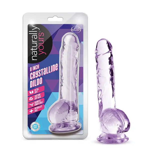 Blush Naturally Yours Crystalline 6 in. Dildo with Balls & Suction Cup Amethyst