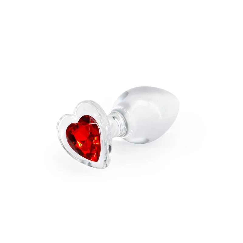 Crystal Desires Red Heart Glass Plug - Medium