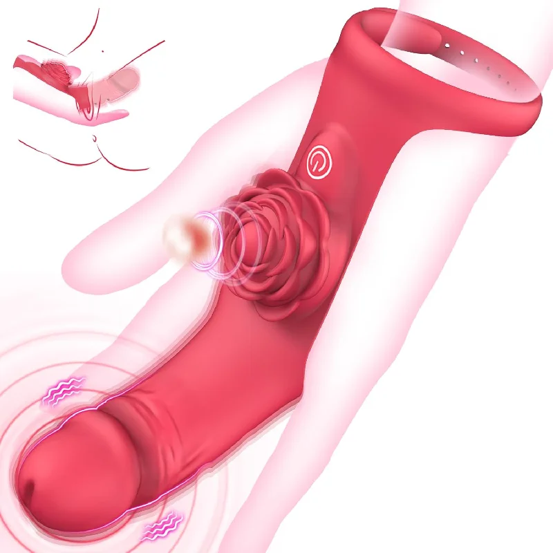 2-in-1 Travel Teaser Ignite Finger Vibrator with 9 Modes Rose Vibration