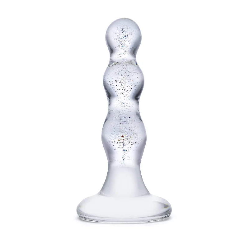 Glas Triple Play Beaded Butt Plug - Clear