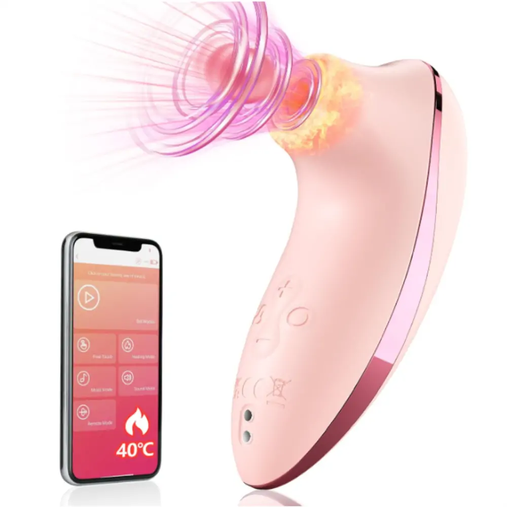 Heating Pulse Pure Sucker APP Remote Clitoral Vibrator with 5 * 5 Suction