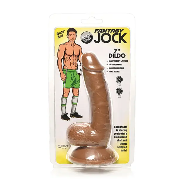 Jock Soccer Sam 7 in. Dildo with Balls Dark