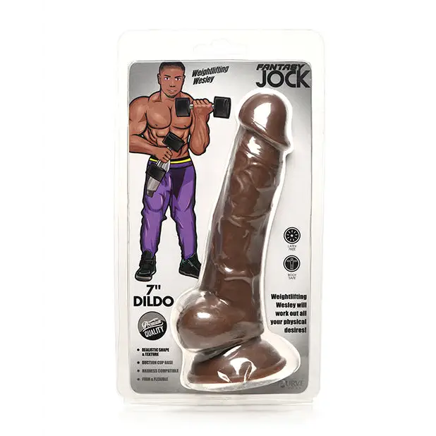 Jock Weightlifting Wesley 7 in. Dildo with Balls Dark