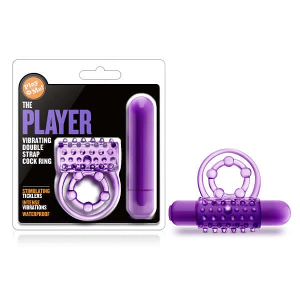 Play With Me The Player Vibrating Double Strap Cock Ring Purple