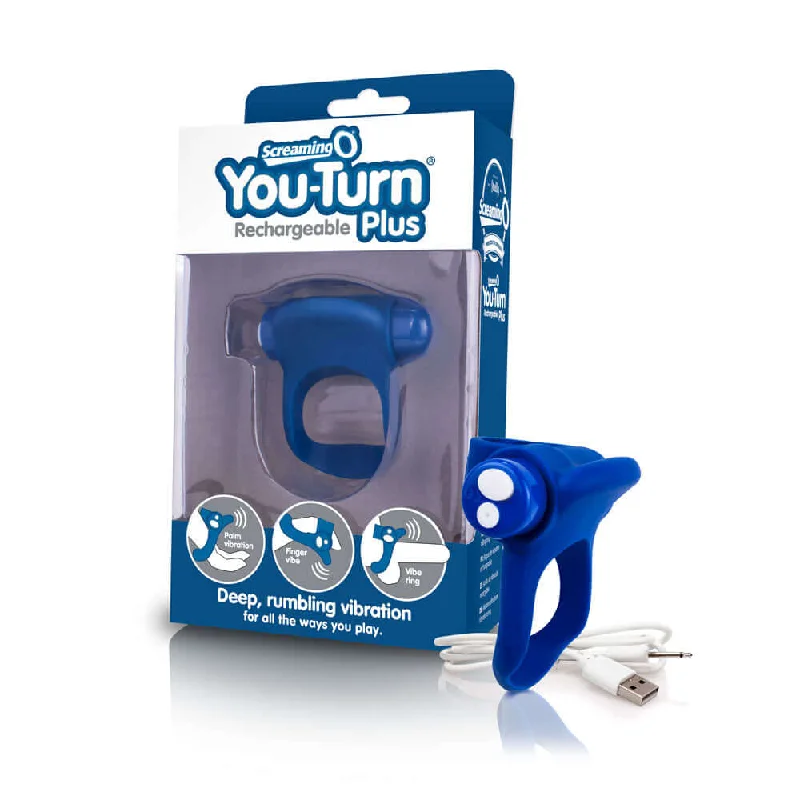 Screaming O Charged You Turn Plus Blueberry Blue Rechargeable Cock Ring