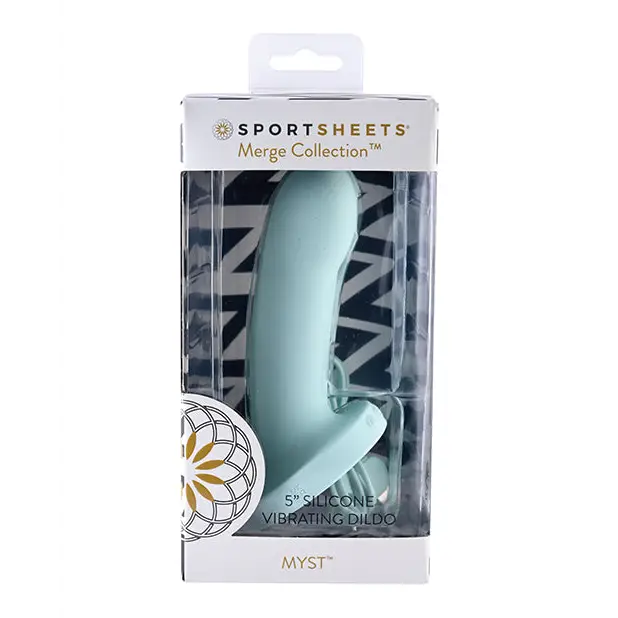 Sportsheets Merge Collection Myst Rechargeable 5 in. Silicone Vibrating Dildo Blue