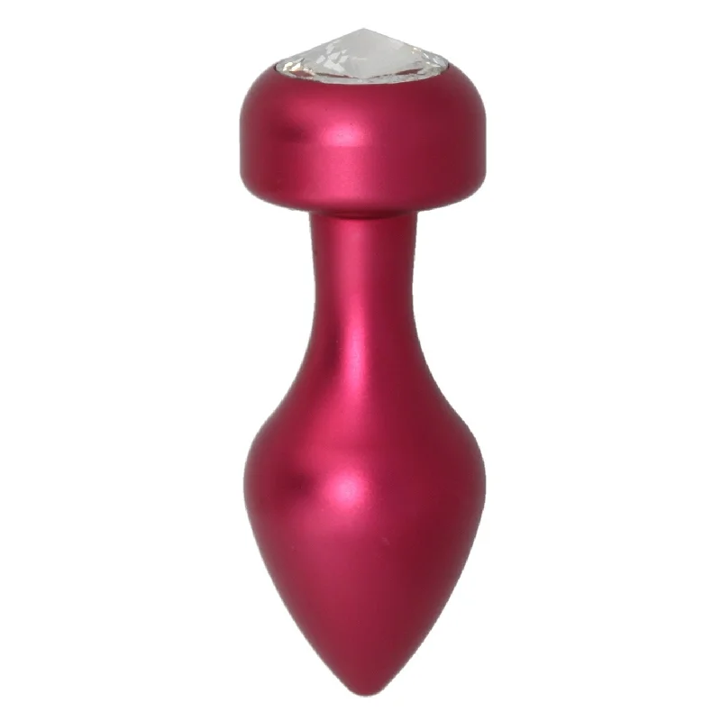 Alloy Butt Plug with Clear Jewel, Red Large