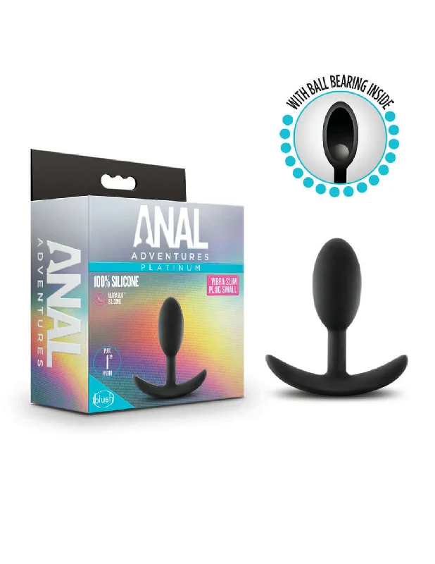 Anal Adventures Platinum Silicone Vibra Slim Plug | Small Black | Blush Novelties